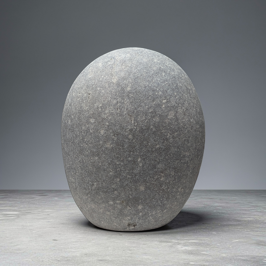 Hand carved OOF stone sculpture – natural pebble garden ornament handmade by Stone and Root