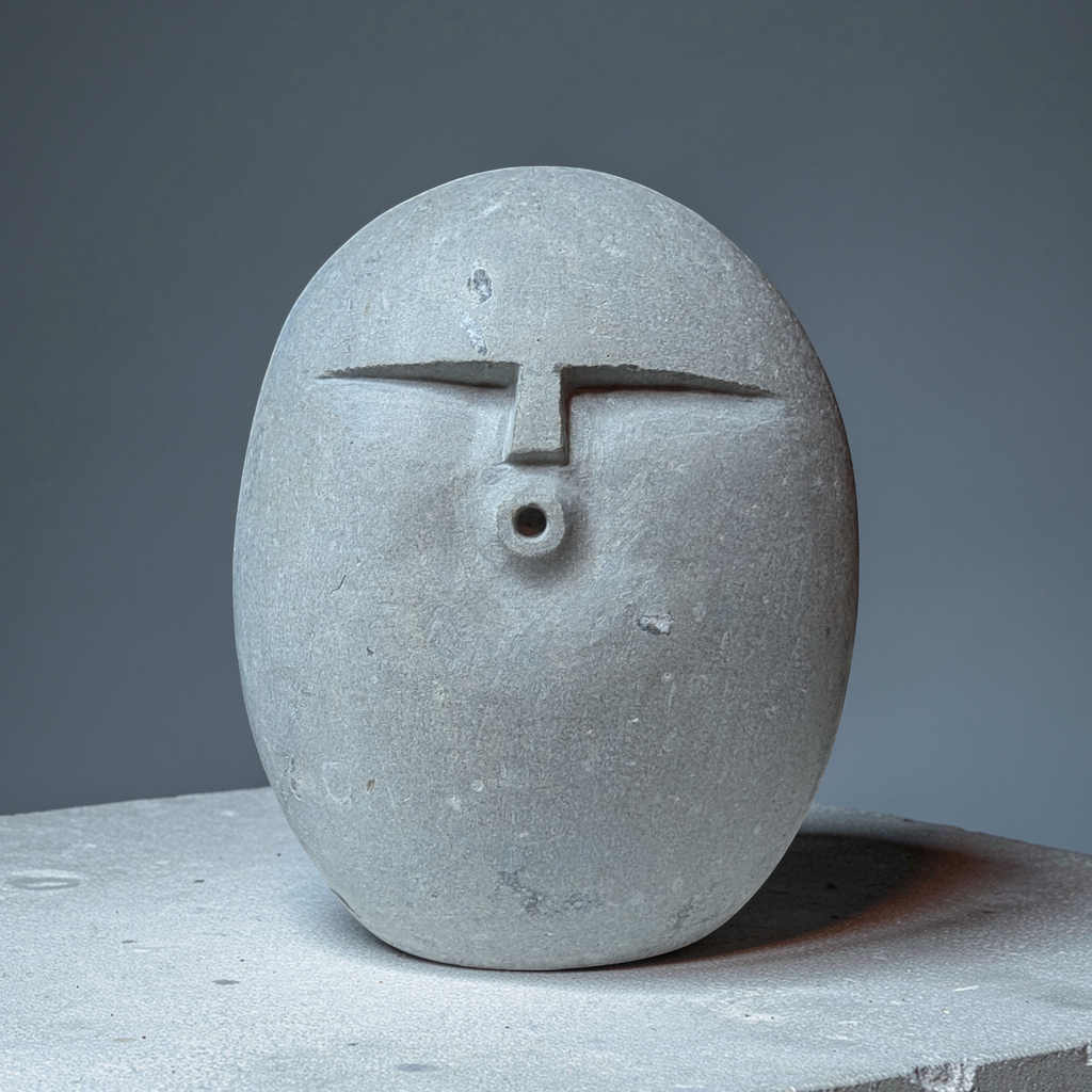 Hand carved OOF stone sculpture – natural pebble garden ornament handmade by Stone and Root