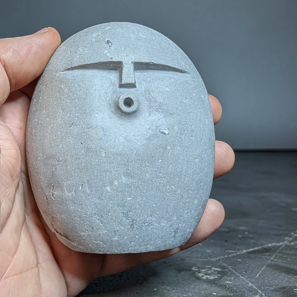 Hand carved OOF stone sculpture – natural pebble garden ornament handmade by Stone and Root