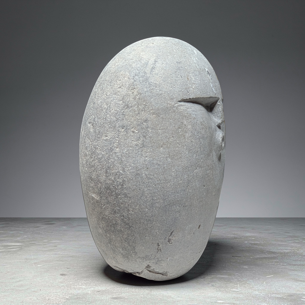 Hand carved OOF stone sculpture – natural pebble garden ornament handmade by Stone and Root