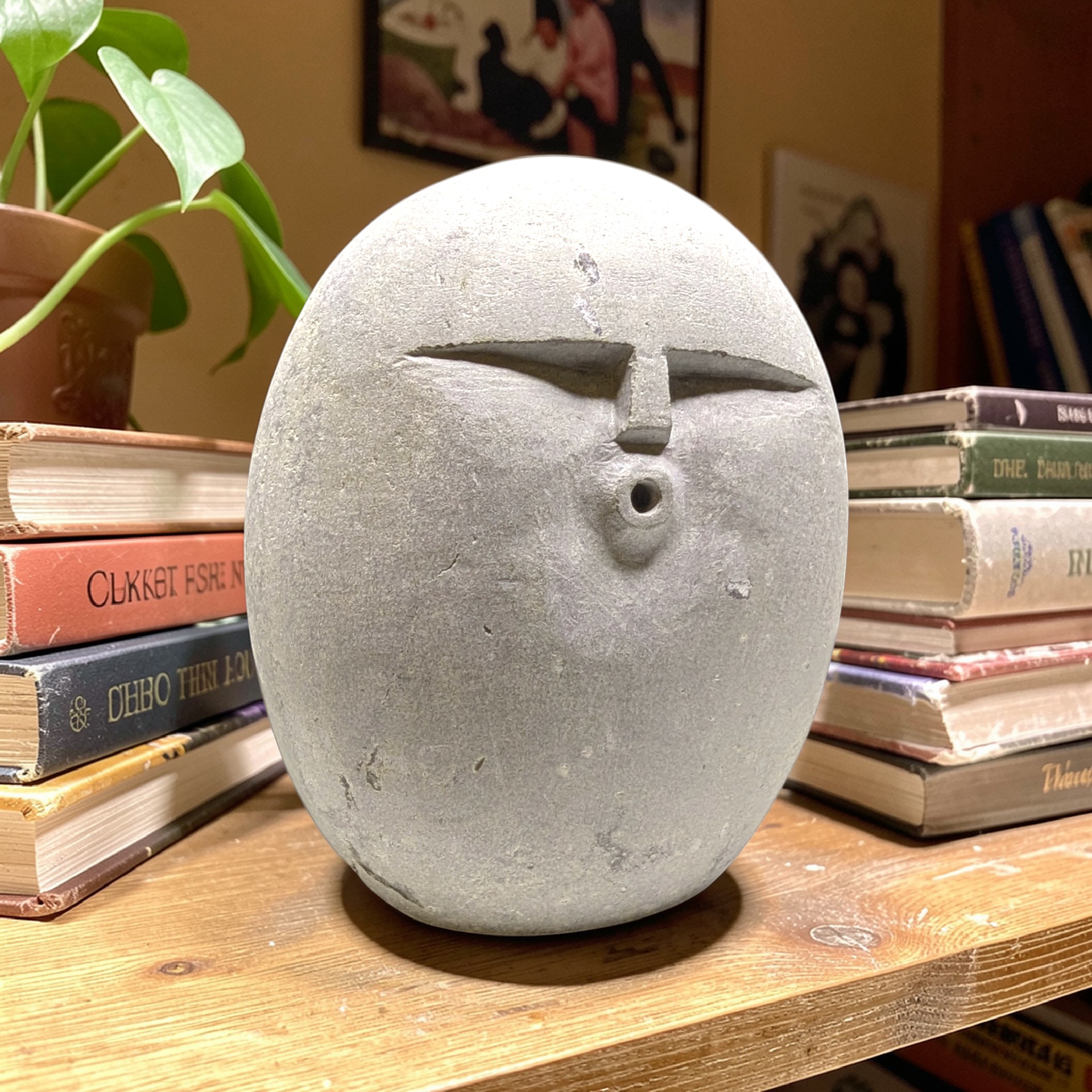 Hand carved OOF stone sculpture – natural pebble garden ornament handmade by Stone and Root