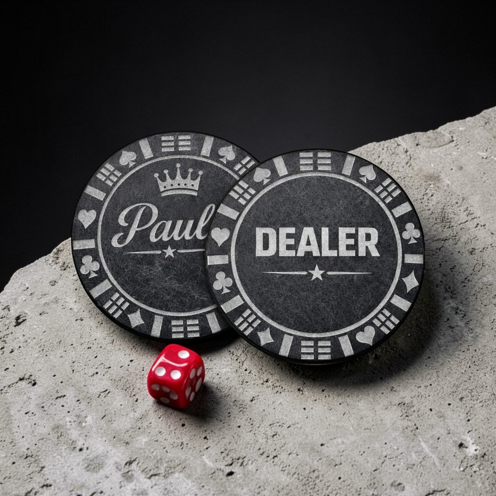 Personalised poker chip – natural stone handmade by Stone and Root