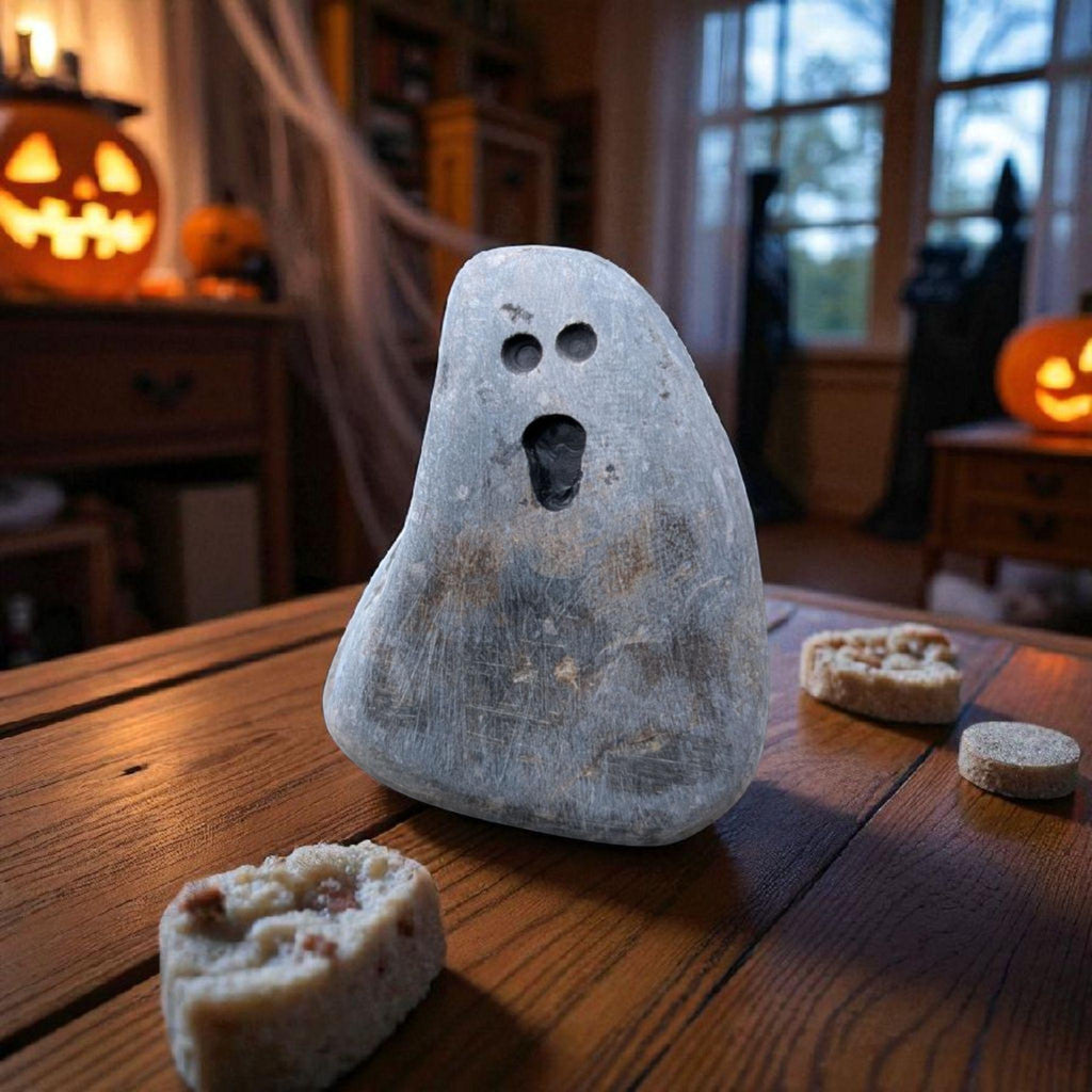 Hand-Carved Ghost Stone – Spooky Halloween Décor