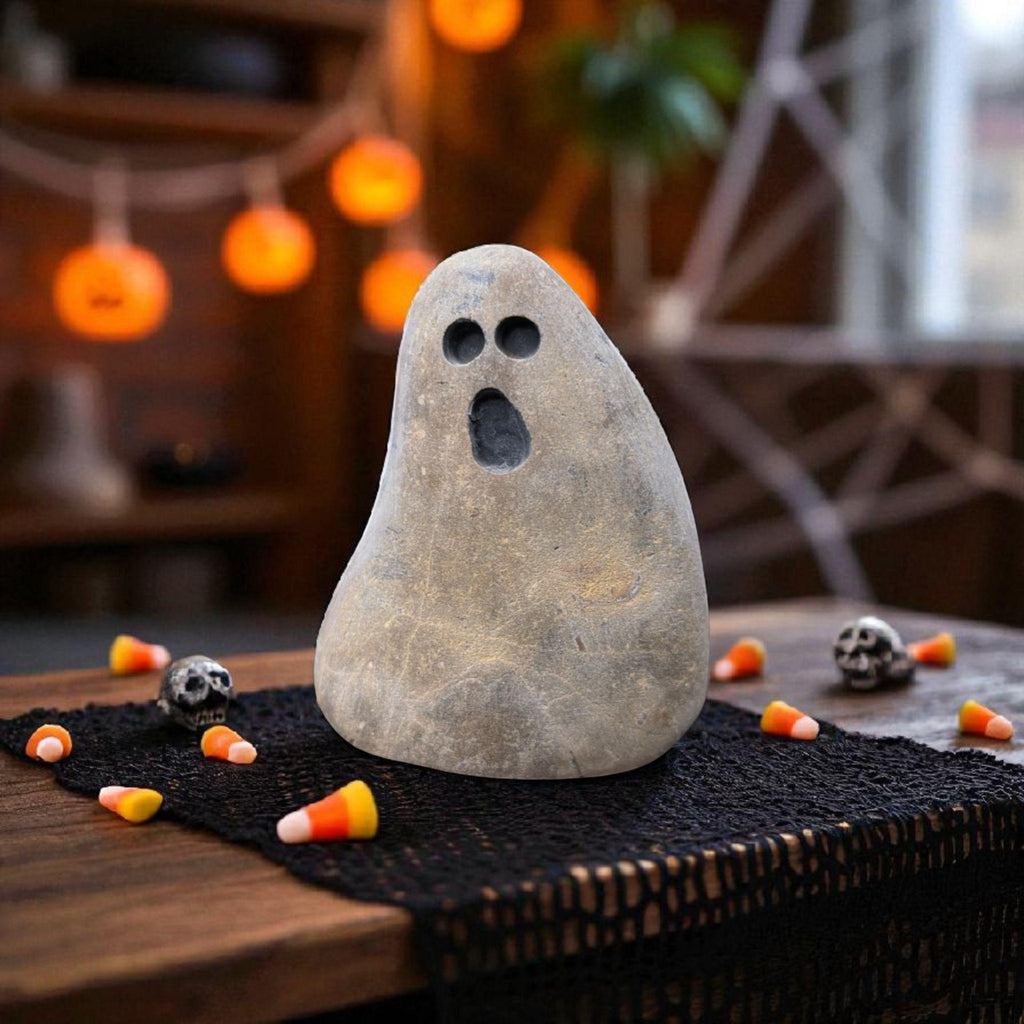 Hand-Carved Ghost Stone – Spooky Halloween Décor