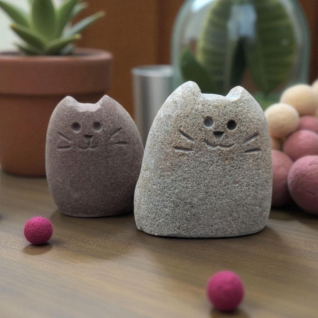 Hand Carved Stone Cat or Dog Pebble, Pocket Pet Companion Gift