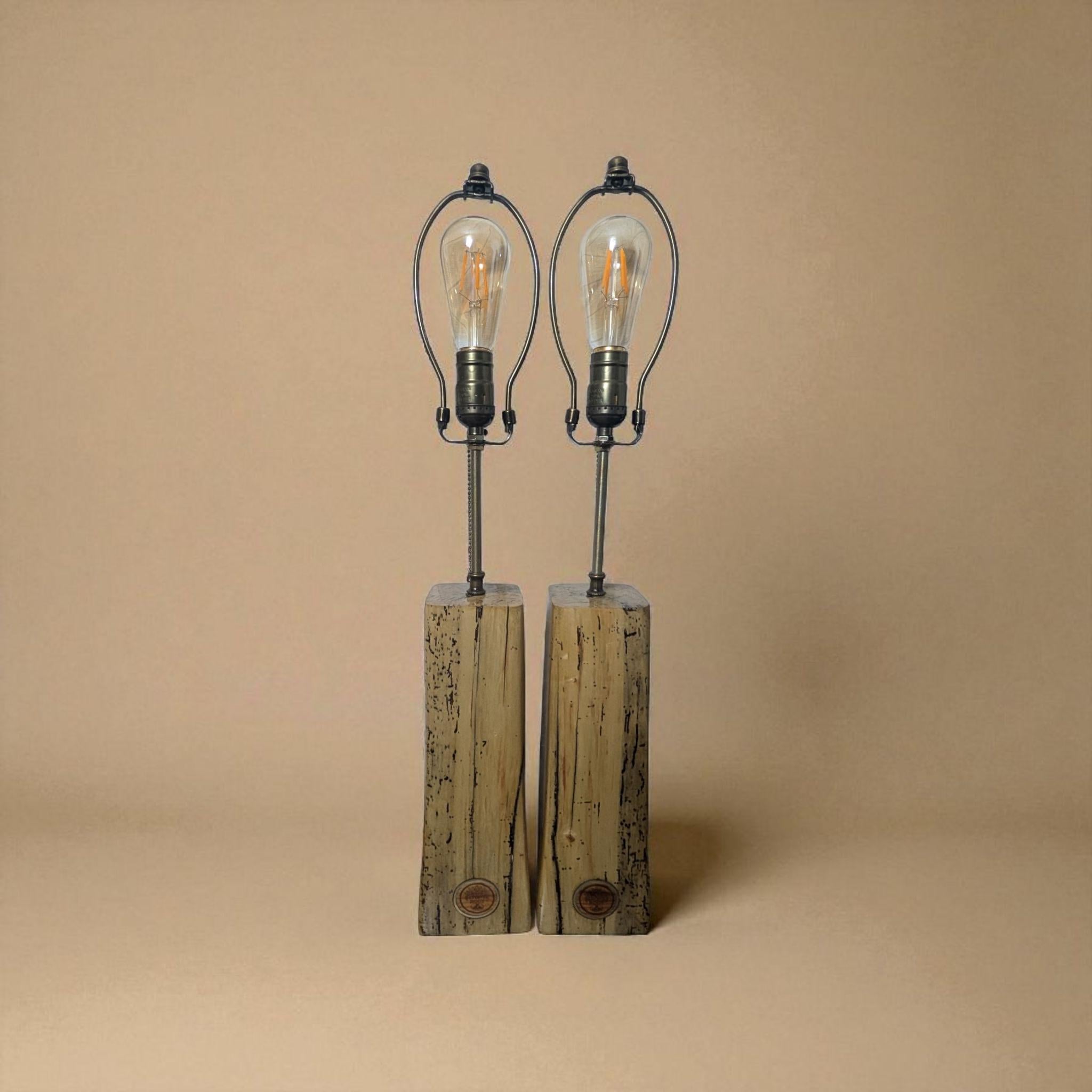 Rustic Oak Table Lamp: Handmade Wood Lamp with Edison Bulb, 12v Energy Efficient