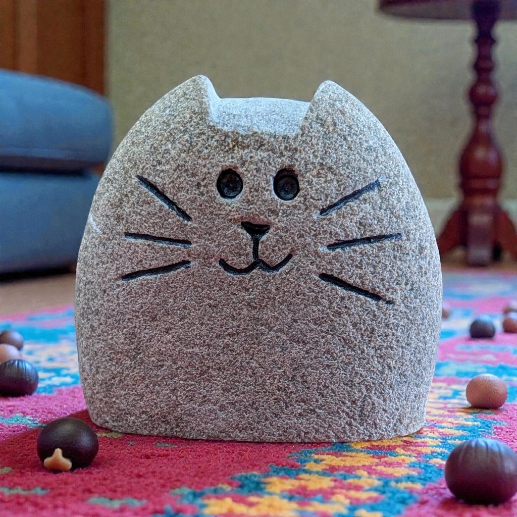 Hand Carved Stone Cat or Dog Pebble, Pocket Pet Companion Gift