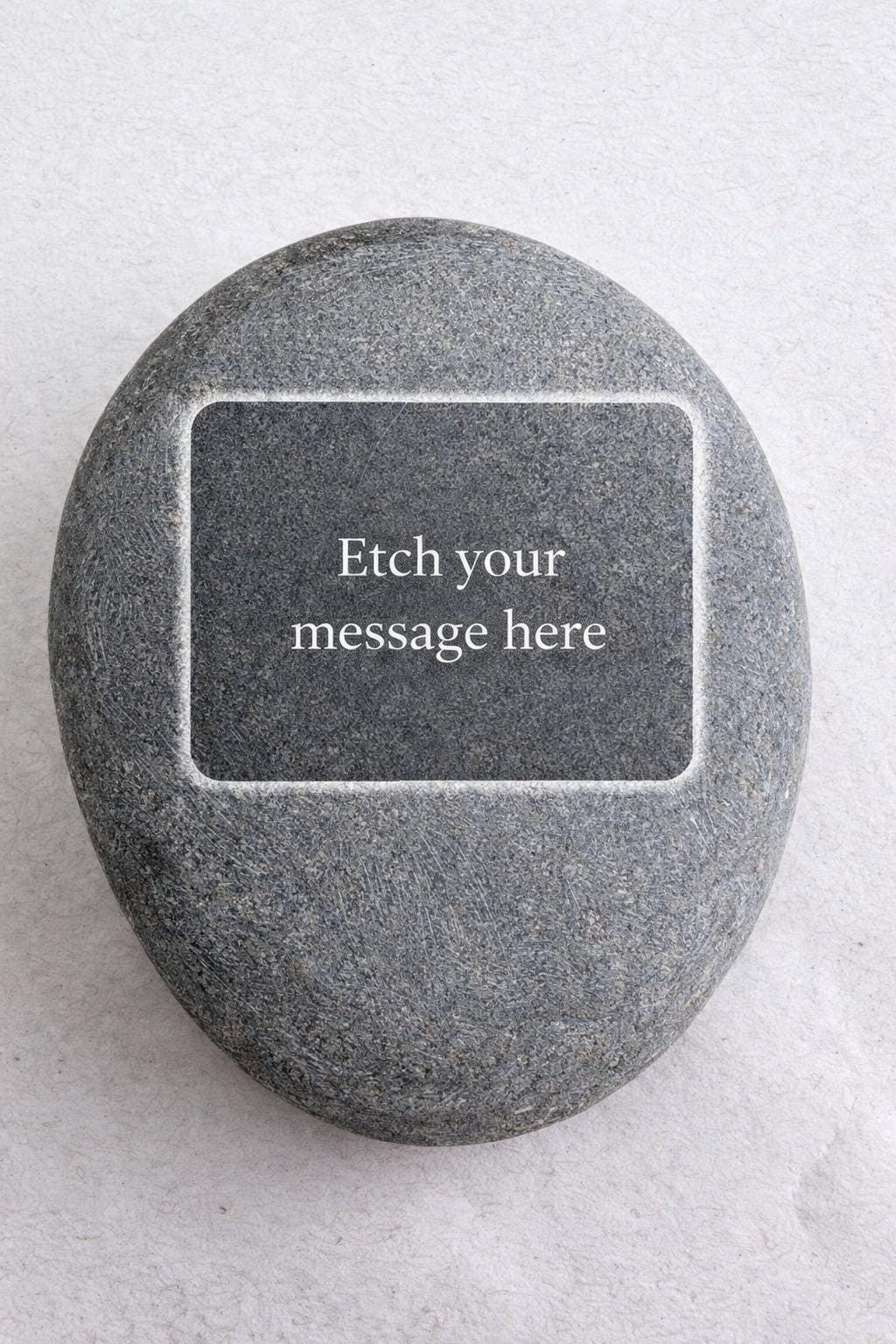 Glass-Etched Toadstool design Stone with Display stand  - custom engraving option