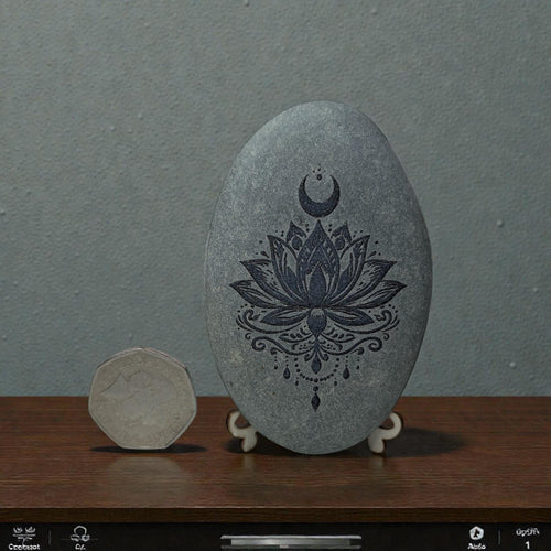 Engraved Lotus Flower Stone – Custom Message, Meditation Decor