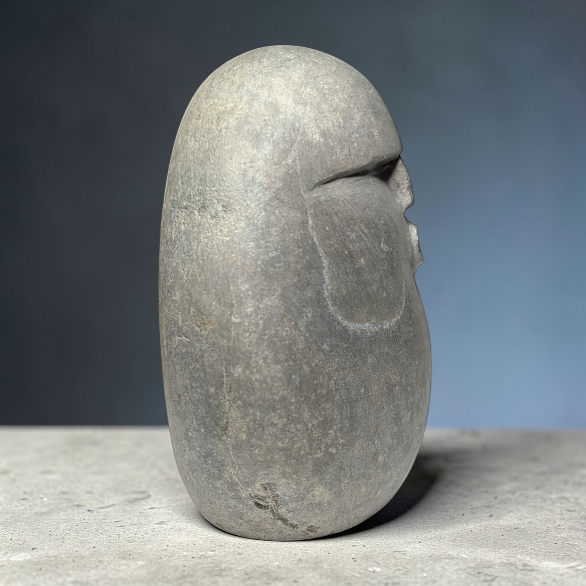 Hand-Carved Stone OoF Face Sculpture, stone garden and home decor