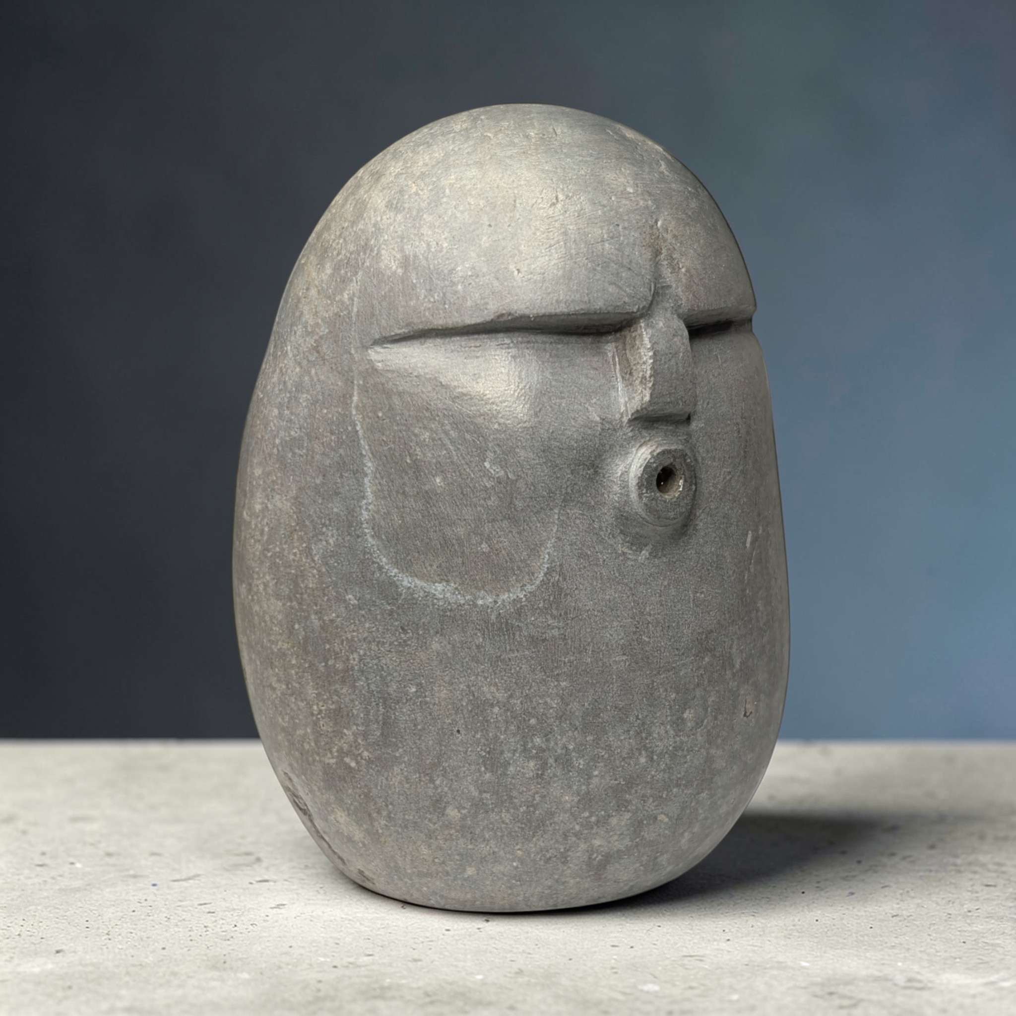 Hand-Carved Stone OoF Face Sculpture, stone garden and home decor