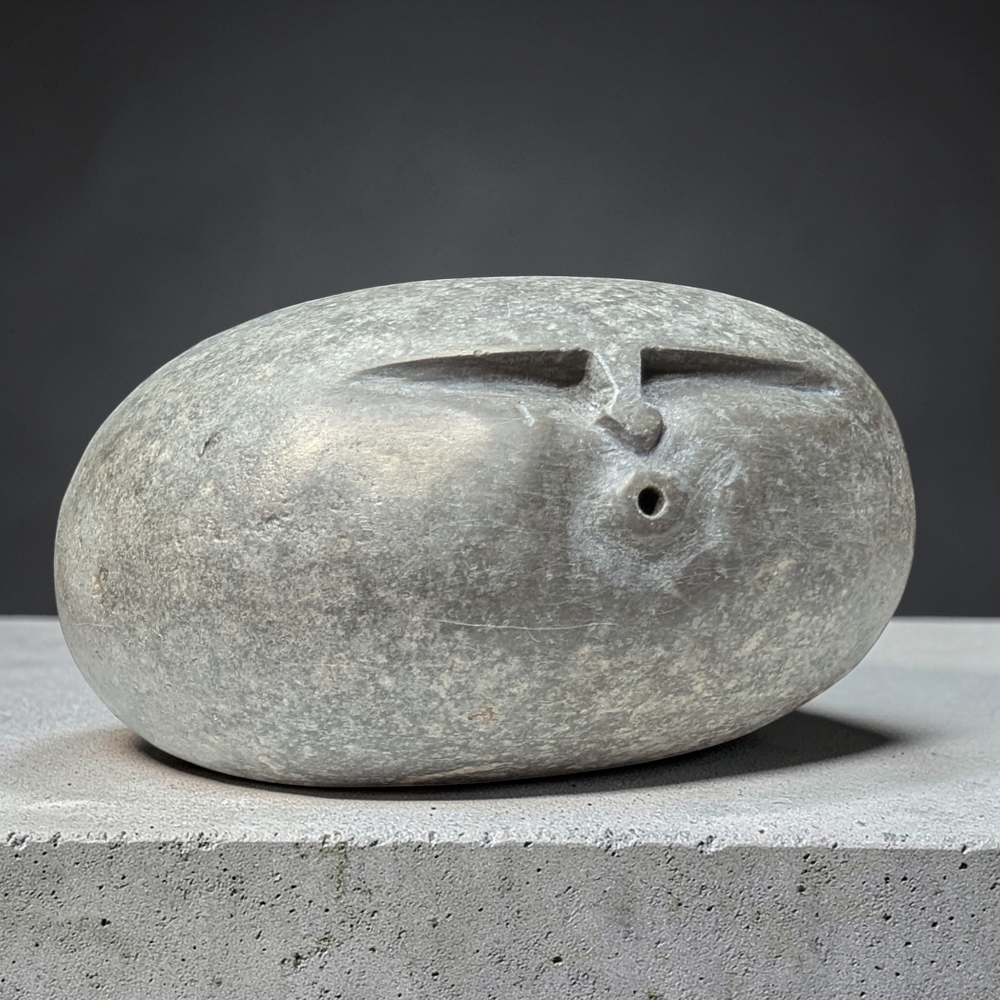 Hand-Carved Stone Oof – Heavy Natural Pebble Face Sculpture for garden and home decor