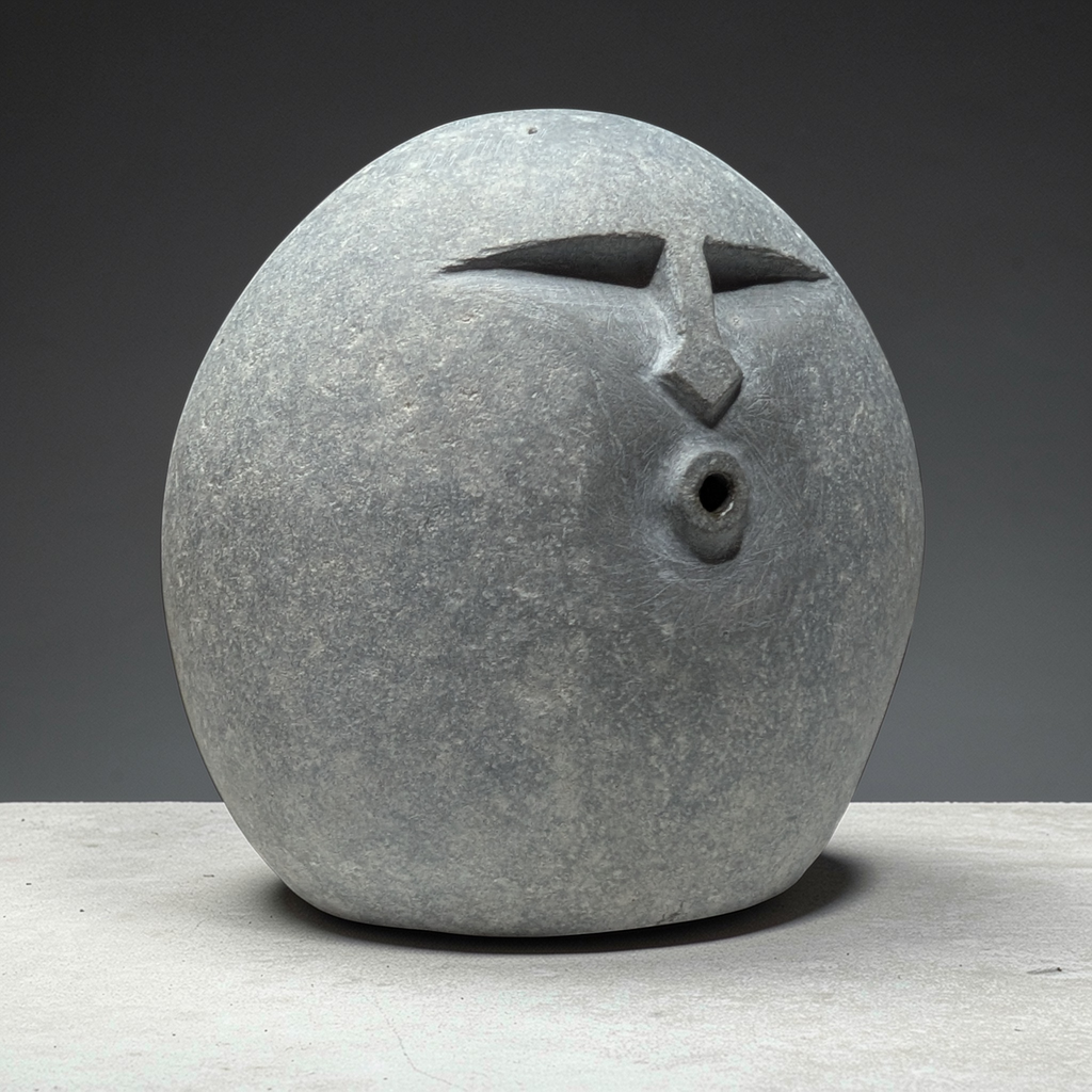 Handmade Incense burning Stone Face Sculpture – Unique Pebble Art Decor
