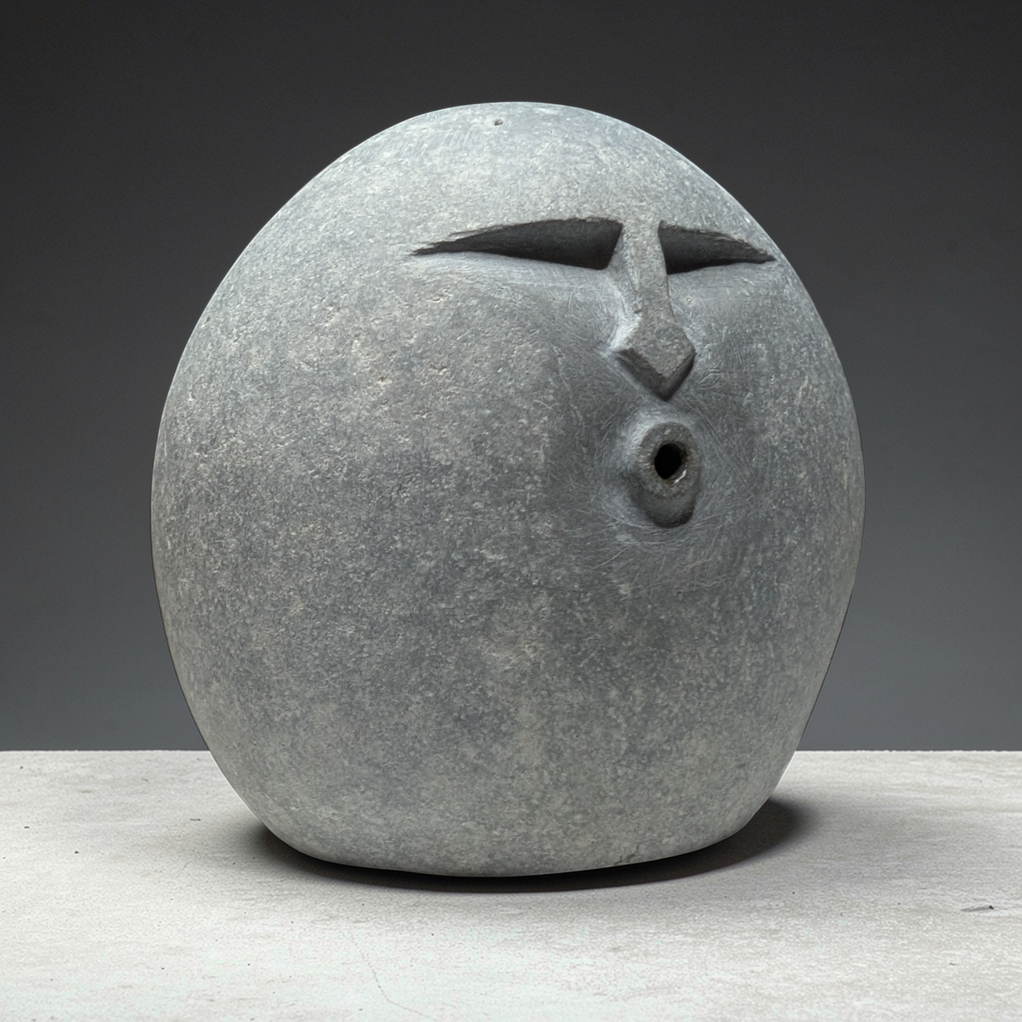 Handmade Incense burning Stone Face Sculpture – Unique Pebble Art Decor