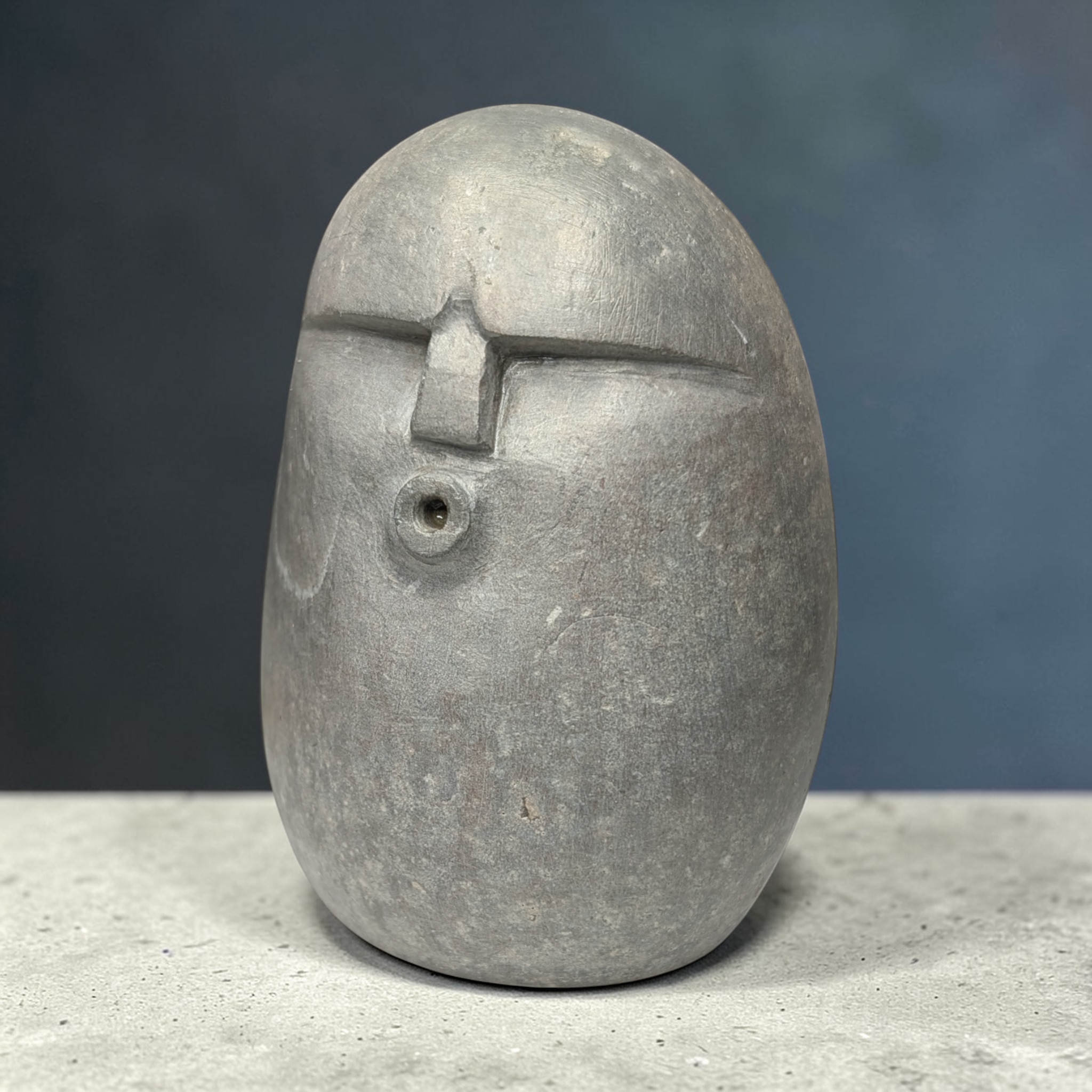 Hand-Carved Stone OoF Face Sculpture, stone garden and home decor