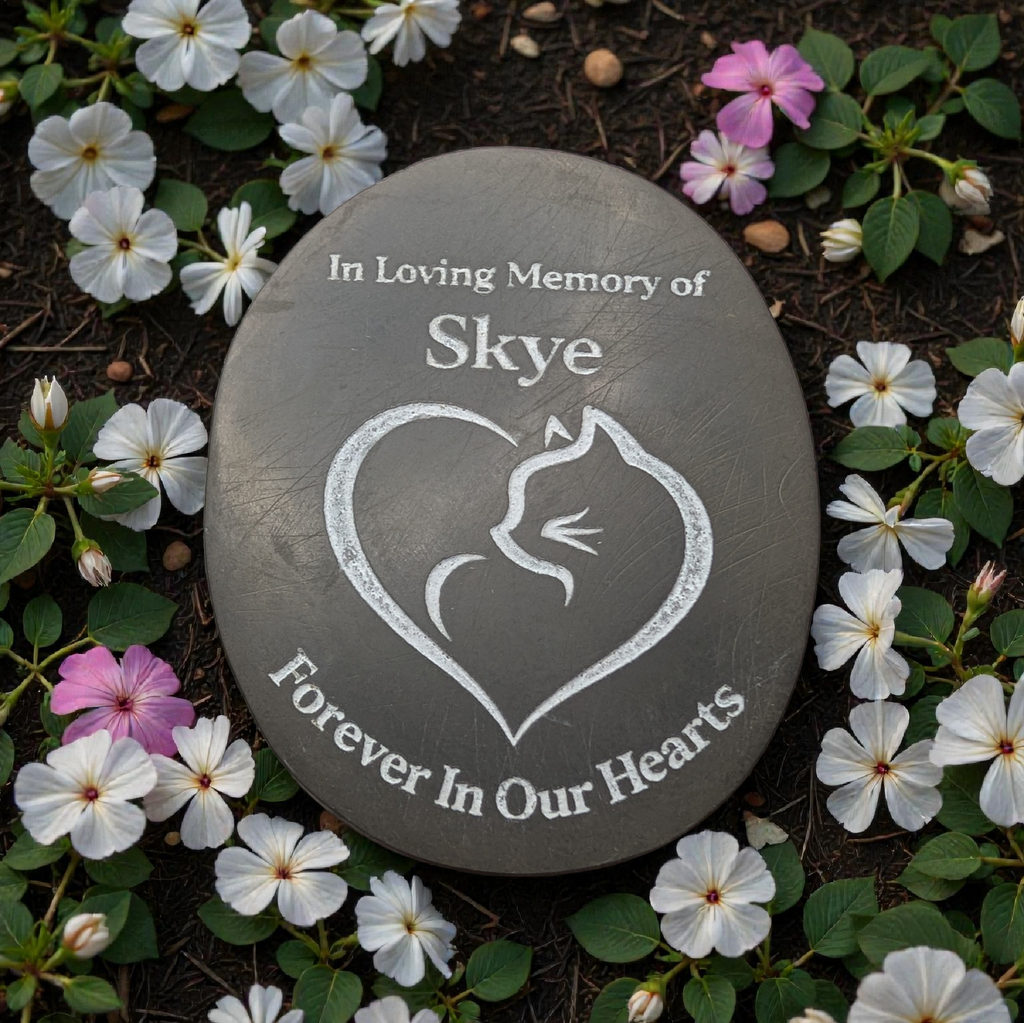 Pet Memorial Stone –  Cat Tribute Pebble, add your cats name