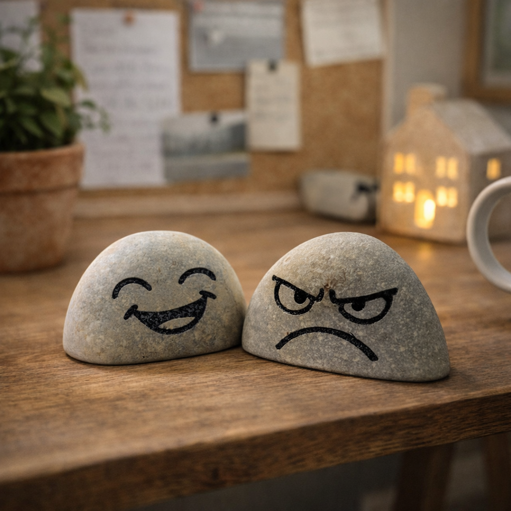 Mood Stones – Hand-made Expression Pebbles, Flower pot pebble, Desk friends