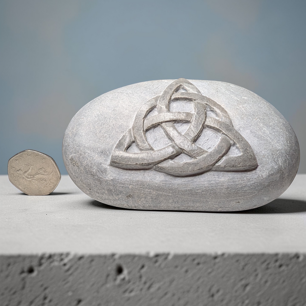 Hand Carved Celtic Knot Stone: Wiccan Altar Decor, Pagan Gift