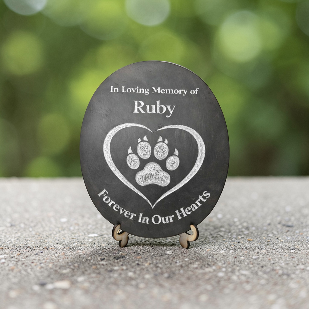 Personalised Pet Memorial Stone – Engraved Limestone Dog Tribute Pebble