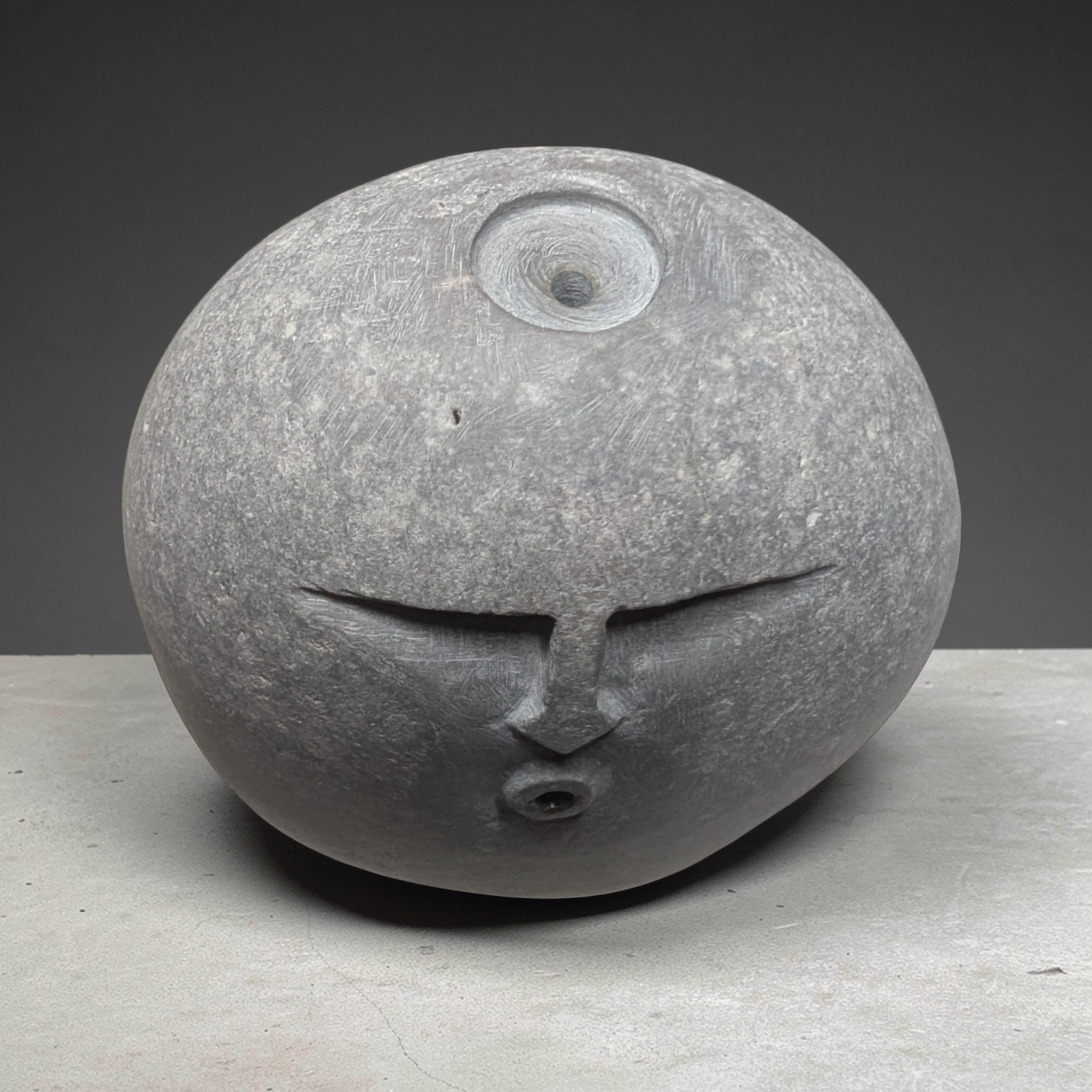 Handmade Incense burning Stone Face Sculpture – Unique Pebble Art Decor