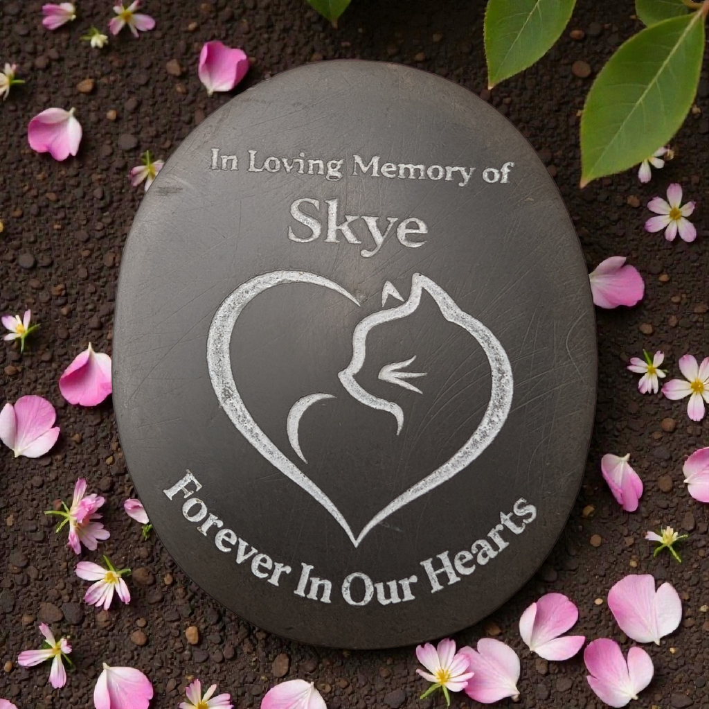 Pet Memorial Stone –  Cat Tribute Pebble, add your cats name