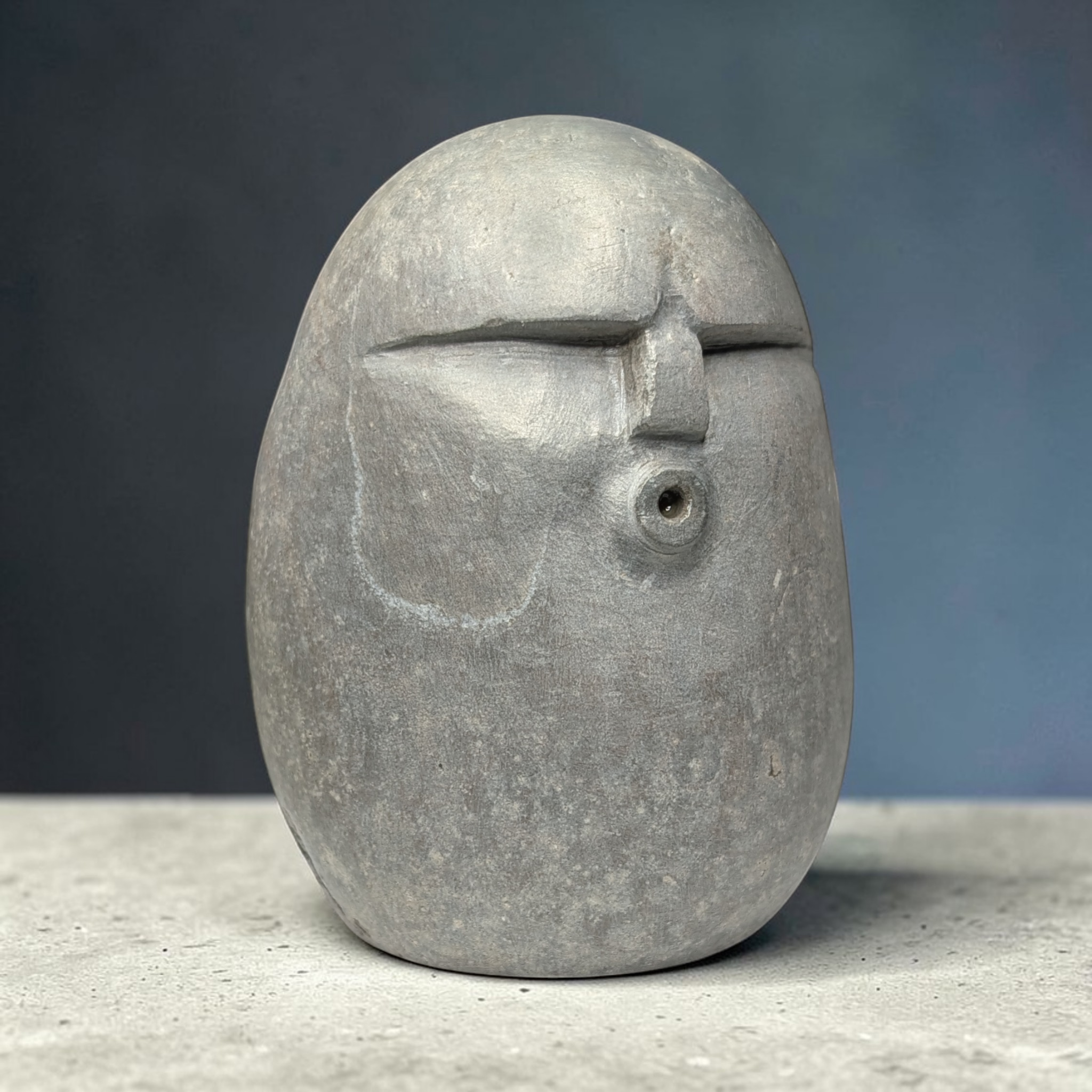Hand-Carved Stone OoF Face Sculpture, stone garden and home decor