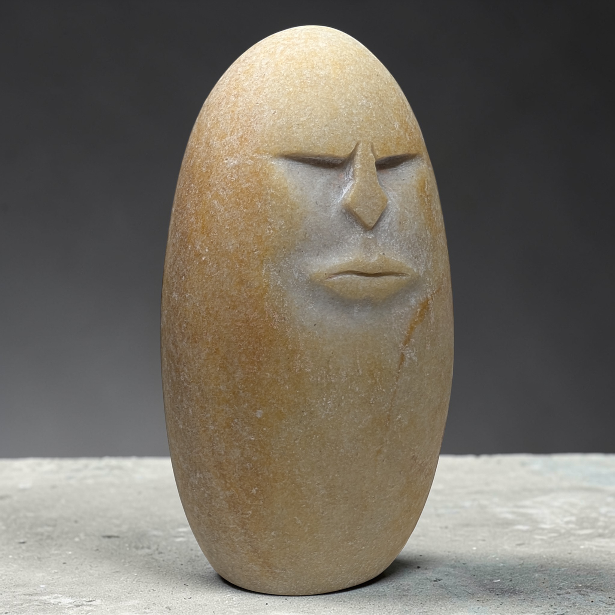 Handmade Stone OoF Face Sculpture: Quirky Home Decor