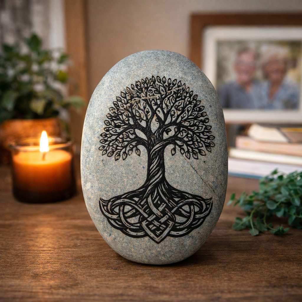 Engraved Tree of life Pebble – Custom Message