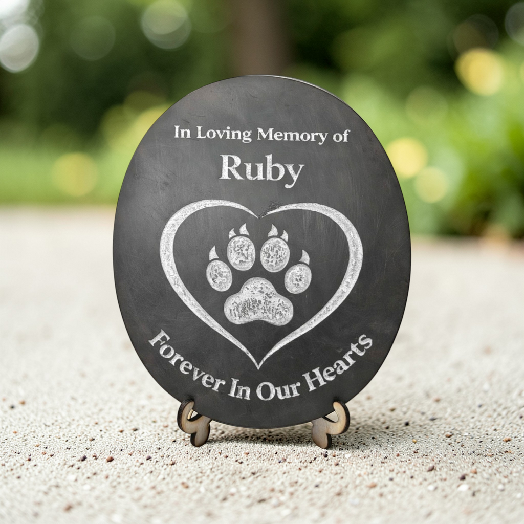 Personalised Pet Memorial Stone – Engraved Limestone Dog Tribute Pebble