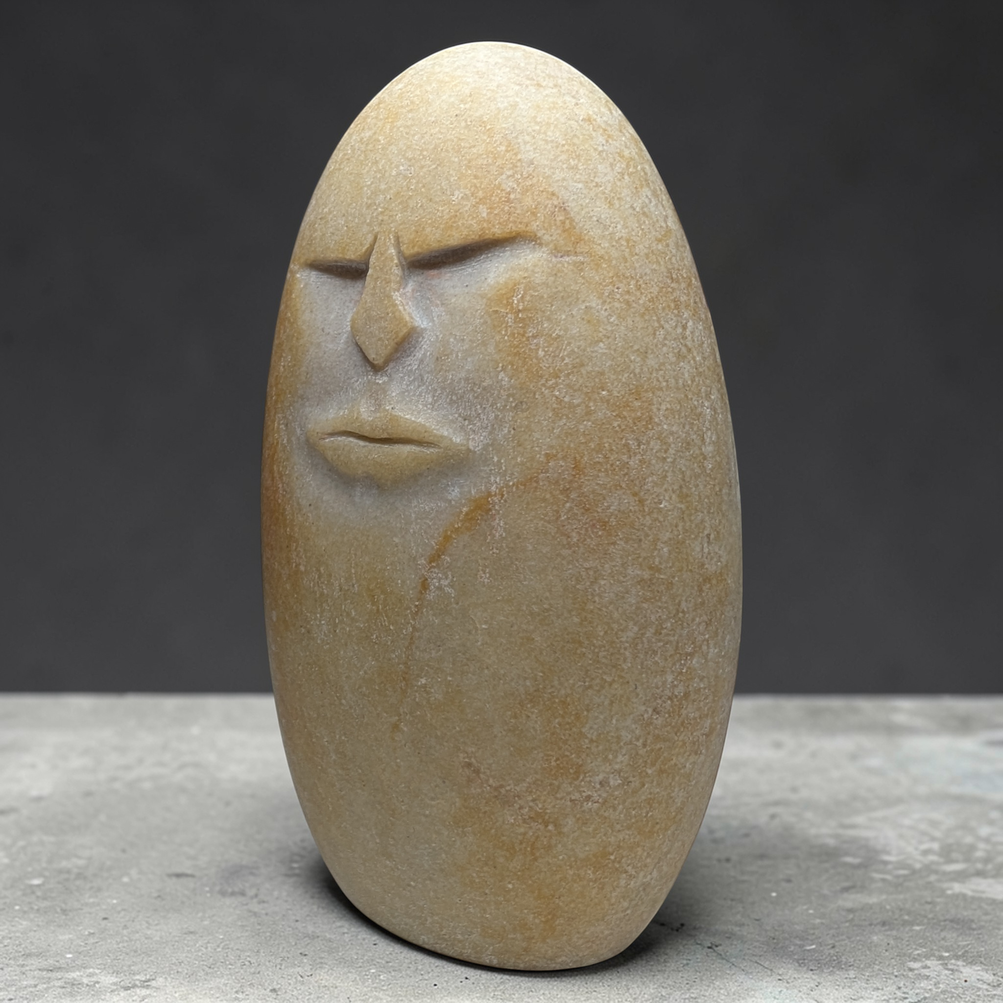 Handmade Stone OoF Face Sculpture: Quirky Home Decor