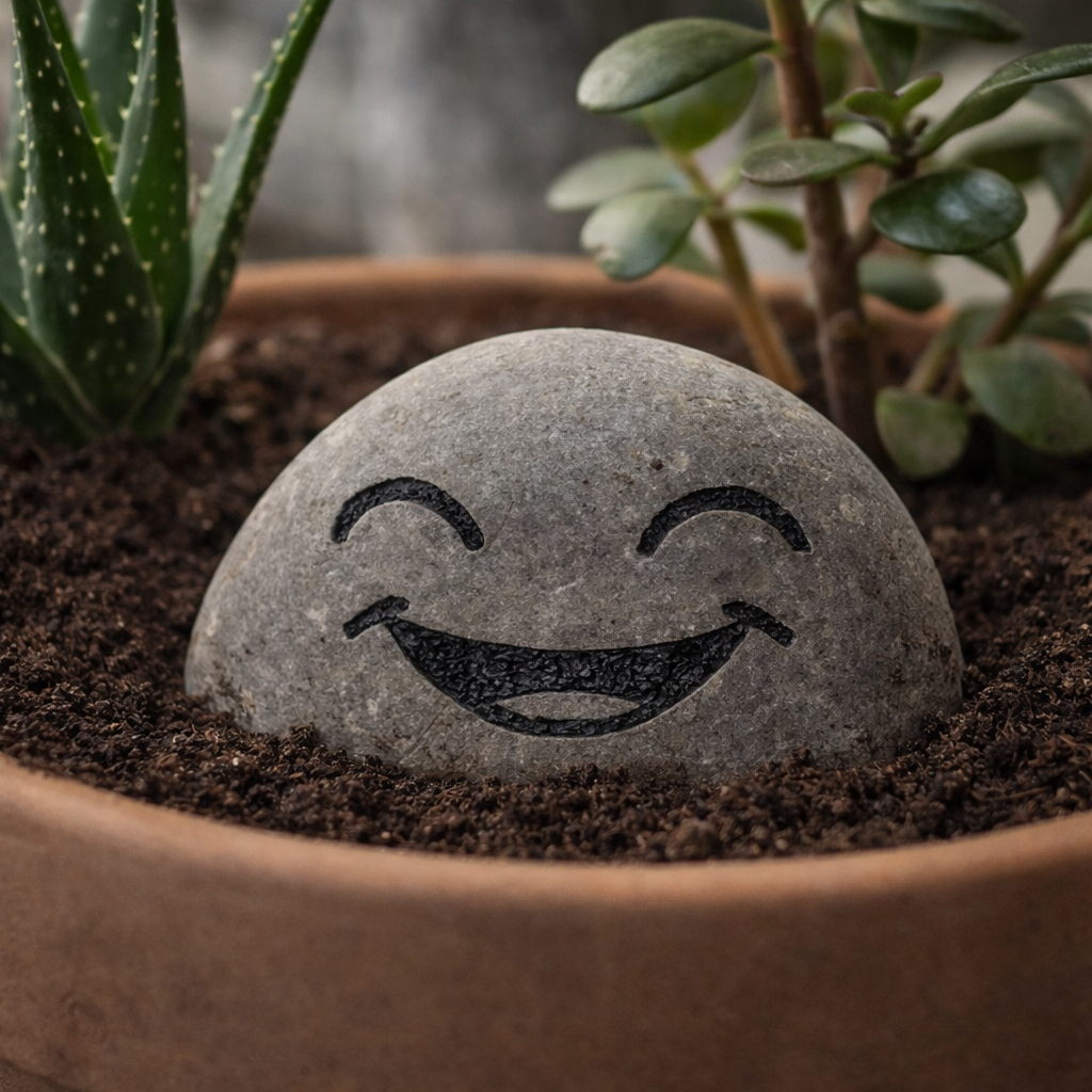 Mood Stones – Hand-made Expression Pebbles, Flower pot pebble, Desk friends