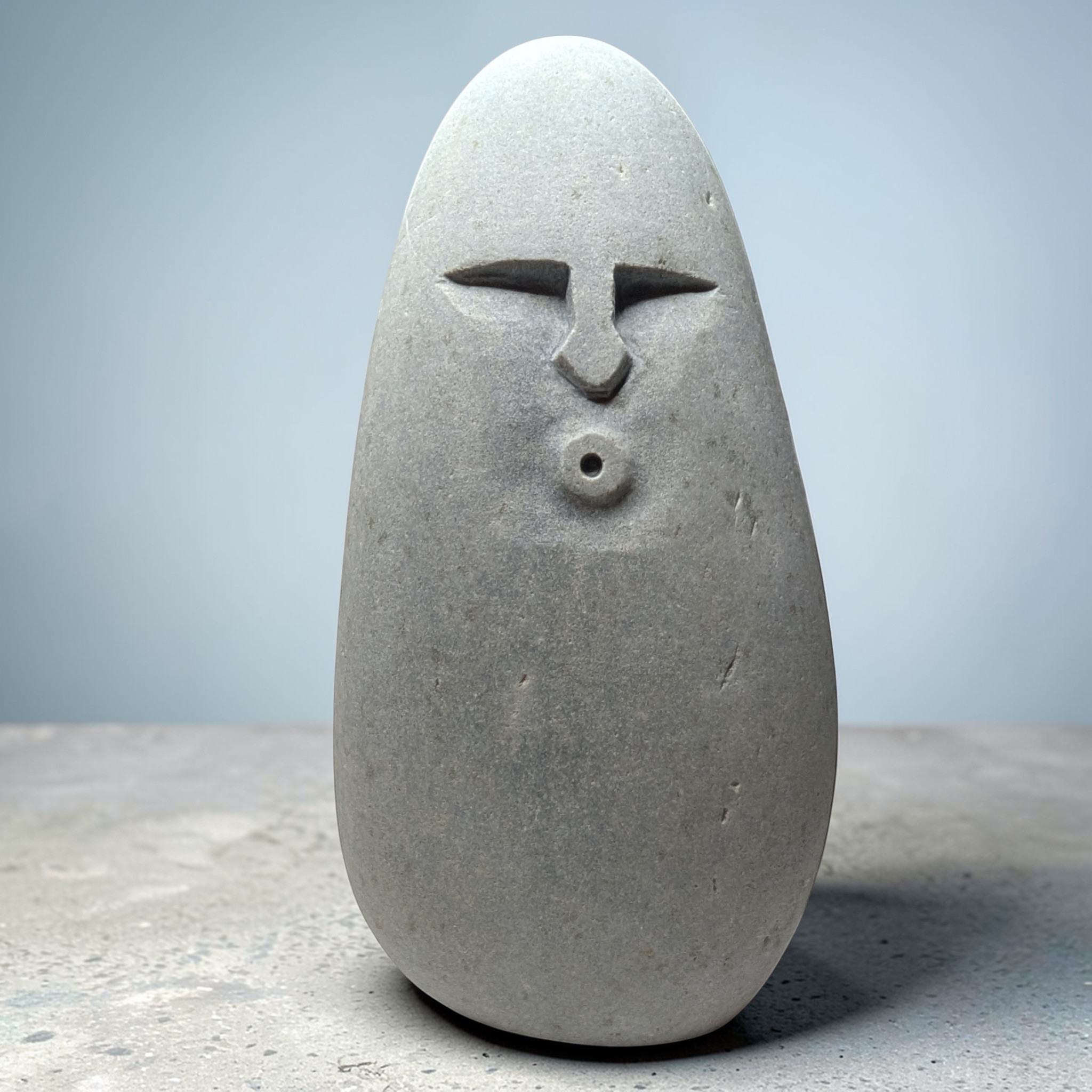 Hand-Carved Granite Oof Sculpture – Tall Minimalist Stone Decor Ornament