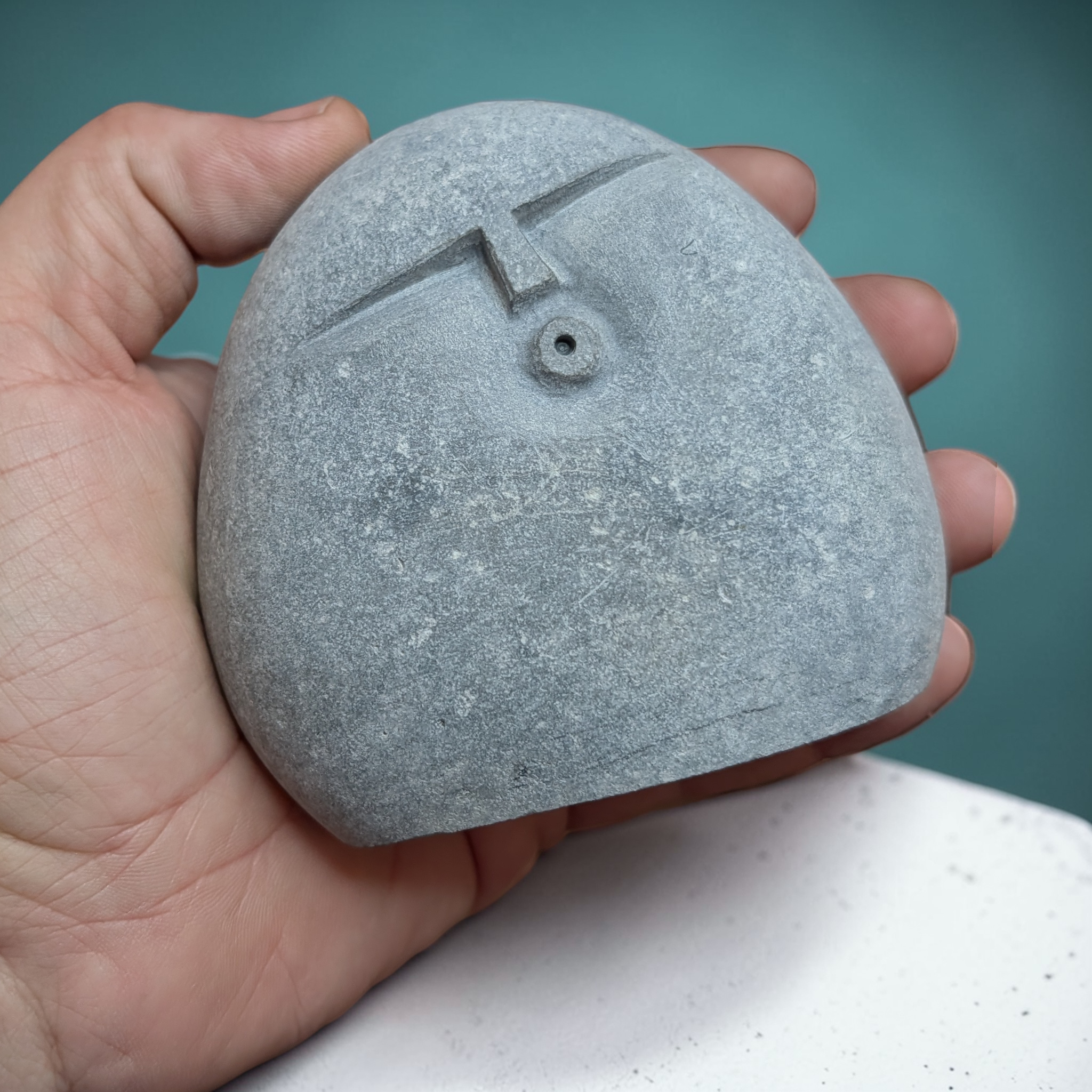 Hand-Carved Granite Oof Sculpture – Tall Minimalist Stone Decor Ornament