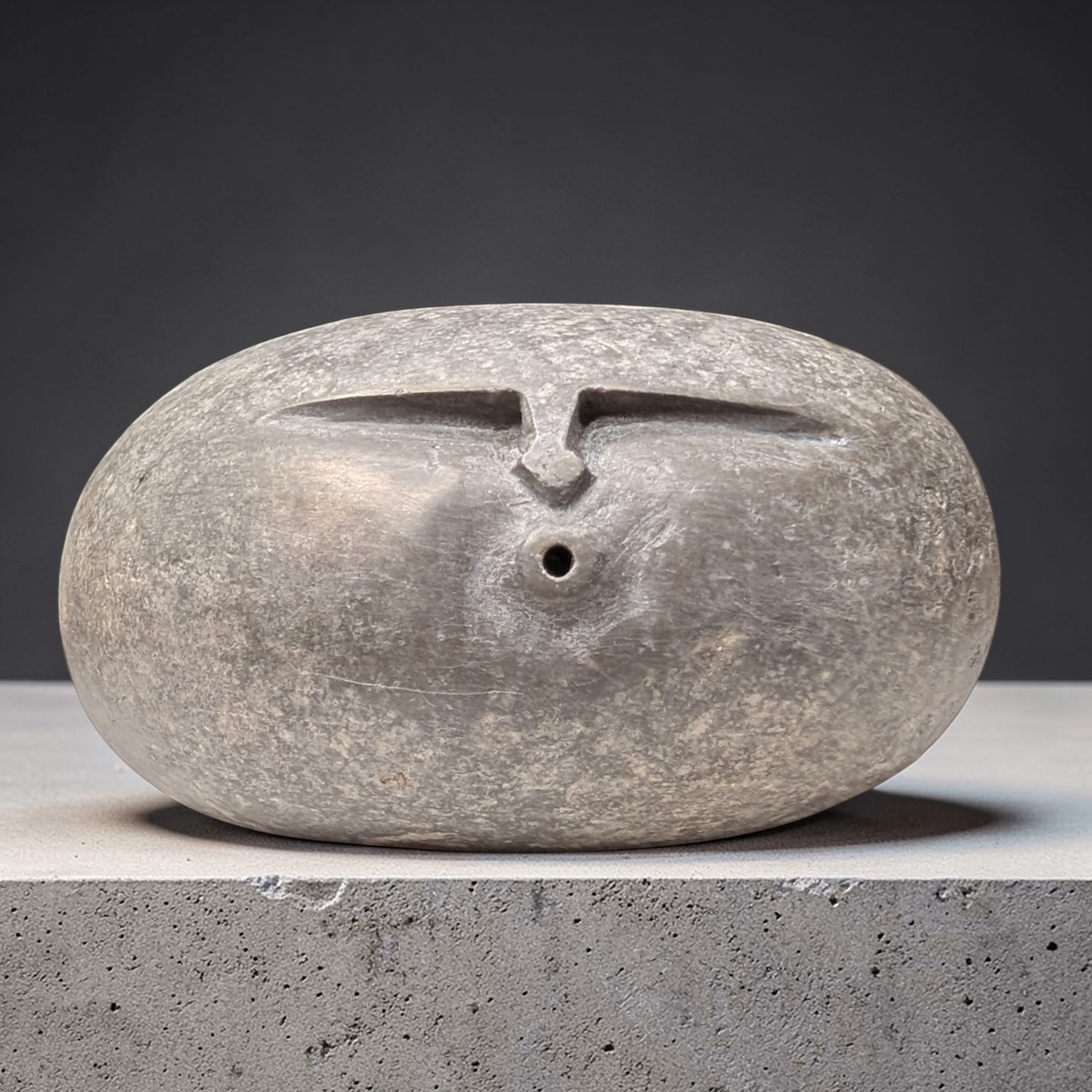 Hand-Carved Stone Oof – Heavy Natural Pebble Face Sculpture for garden and home decor