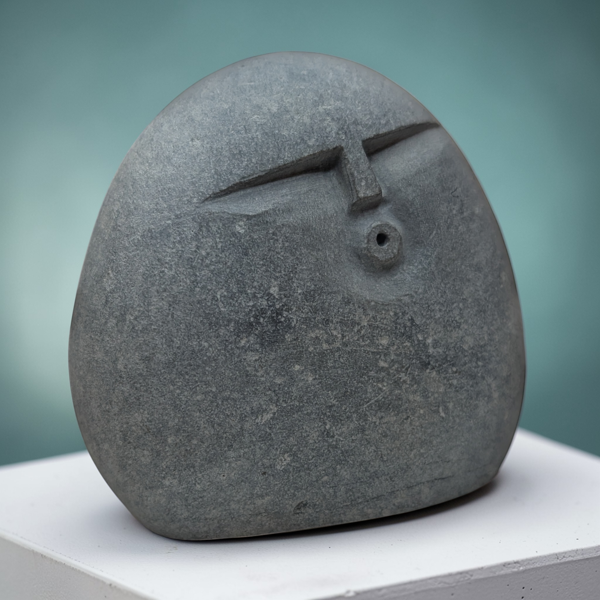 Hand-Carved Granite Oof Sculpture – Tall Minimalist Stone Decor Ornament