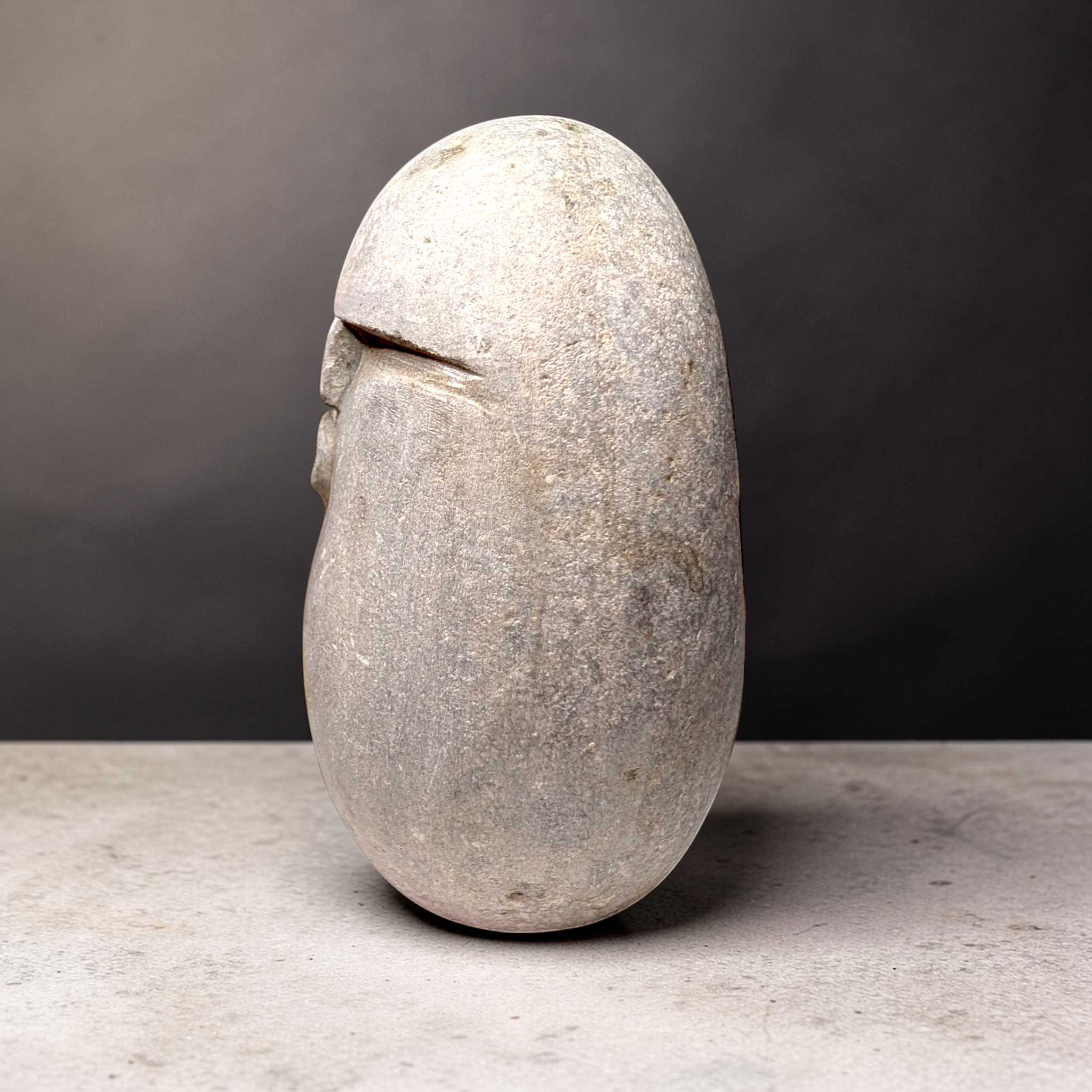 Hand-Carved Stone OoF Face Sculpture, stone garden and home decor