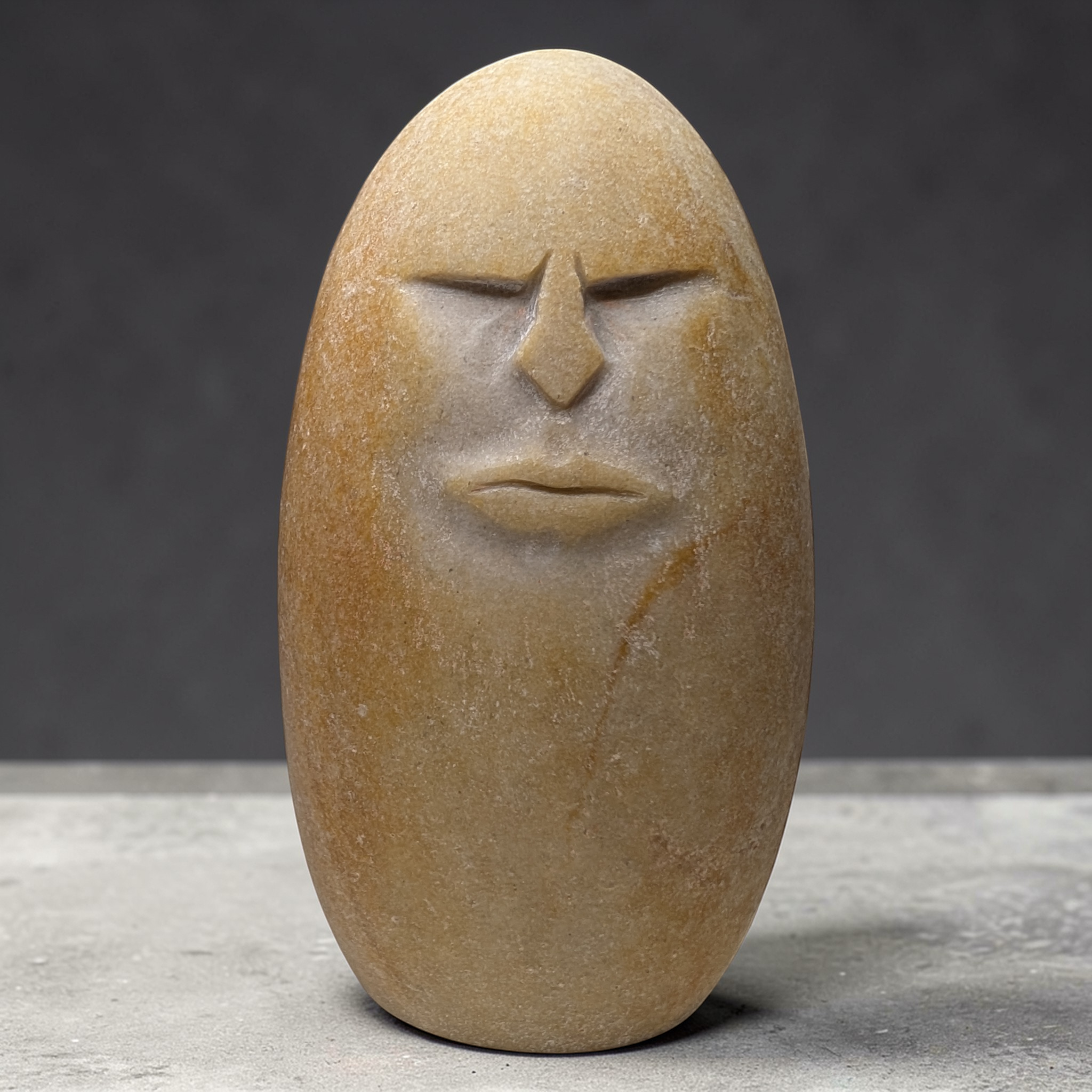 Handmade Stone OoF Face Sculpture: Quirky Home Decor
