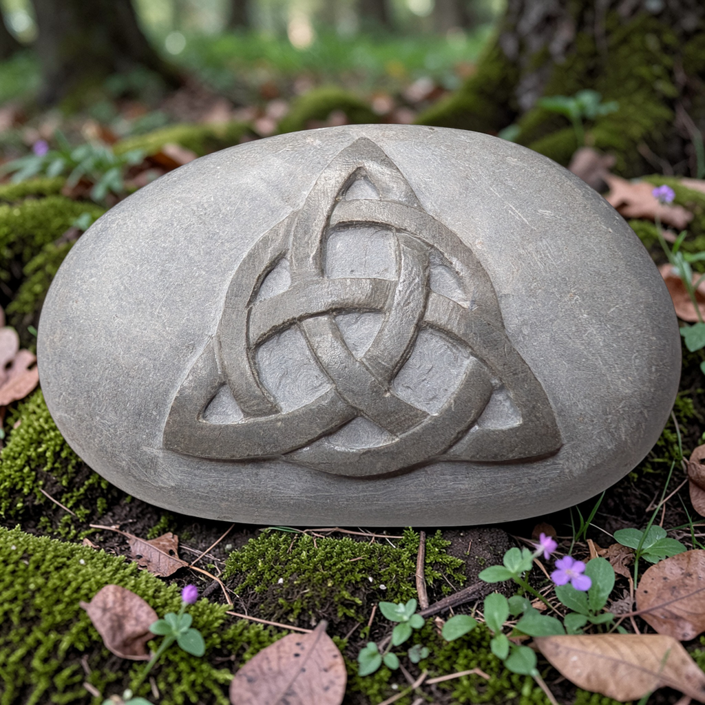 Hand Carved Celtic Knot Stone: Wiccan Altar Decor, Pagan Gift