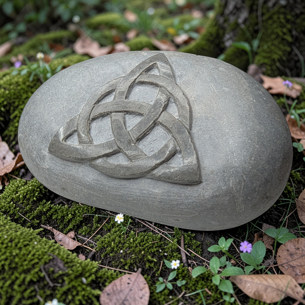 Hand Carved Celtic Knot Stone: Wiccan Altar Decor, Pagan Gift