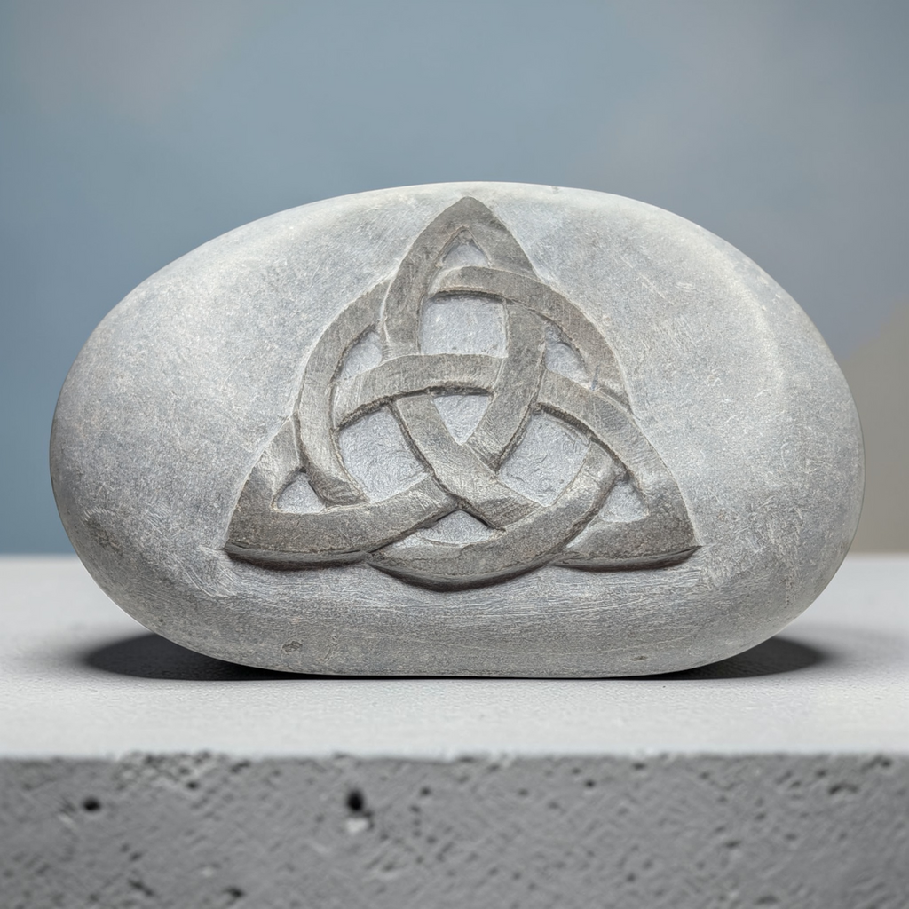 Hand Carved Celtic Knot Stone: Wiccan Altar Decor, Pagan Gift