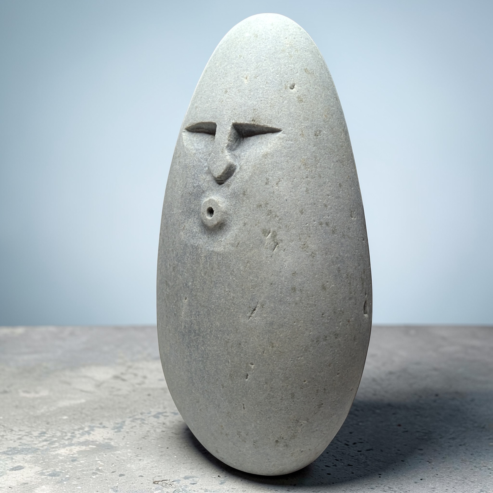 Hand-Carved Granite Oof Sculpture – Tall Minimalist Stone Decor Ornament
