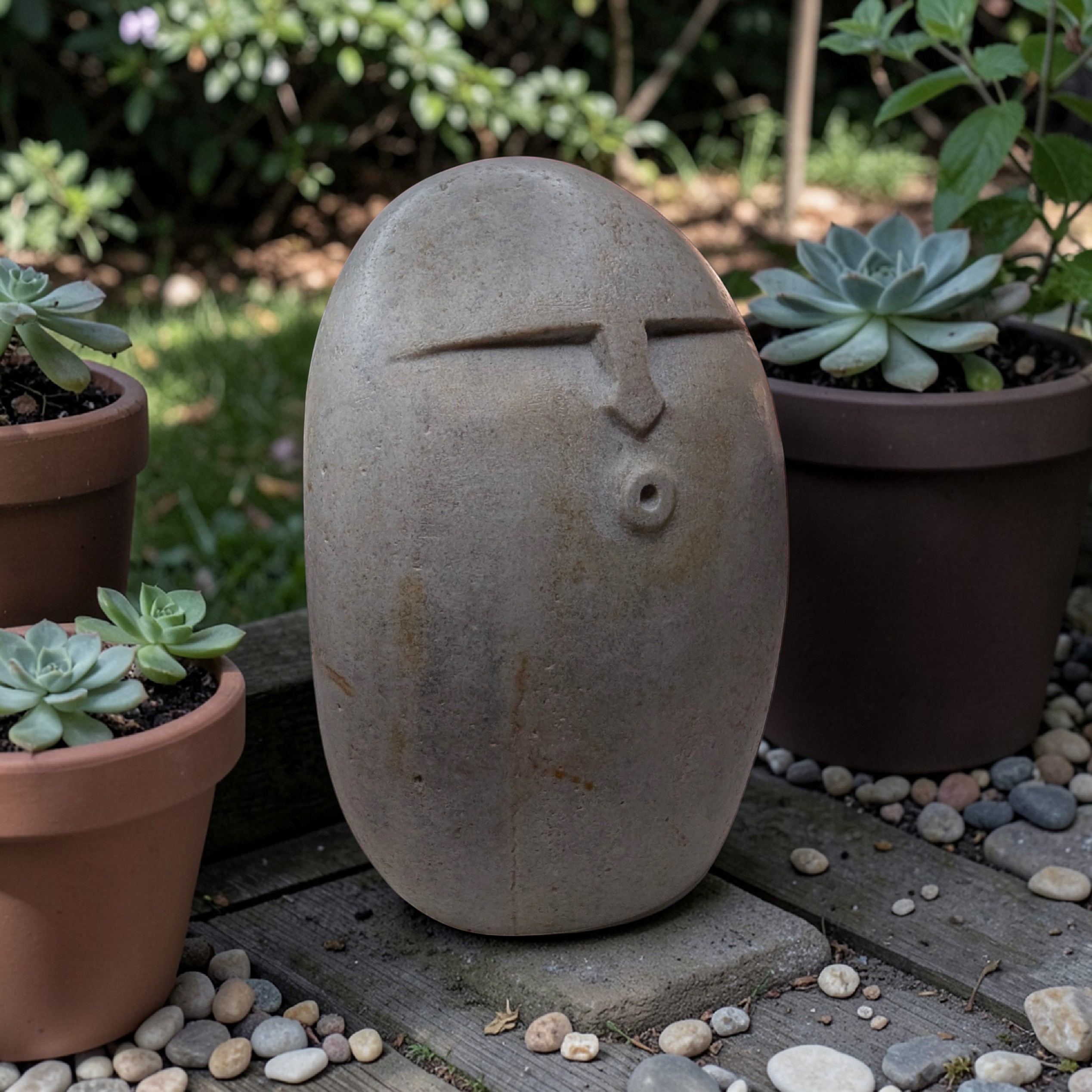 Handmade Stone OoF Face Sculpture: Quirky Home Decor