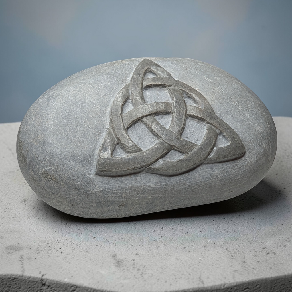 Hand Carved Celtic Knot Stone: Wiccan Altar Decor, Pagan Gift