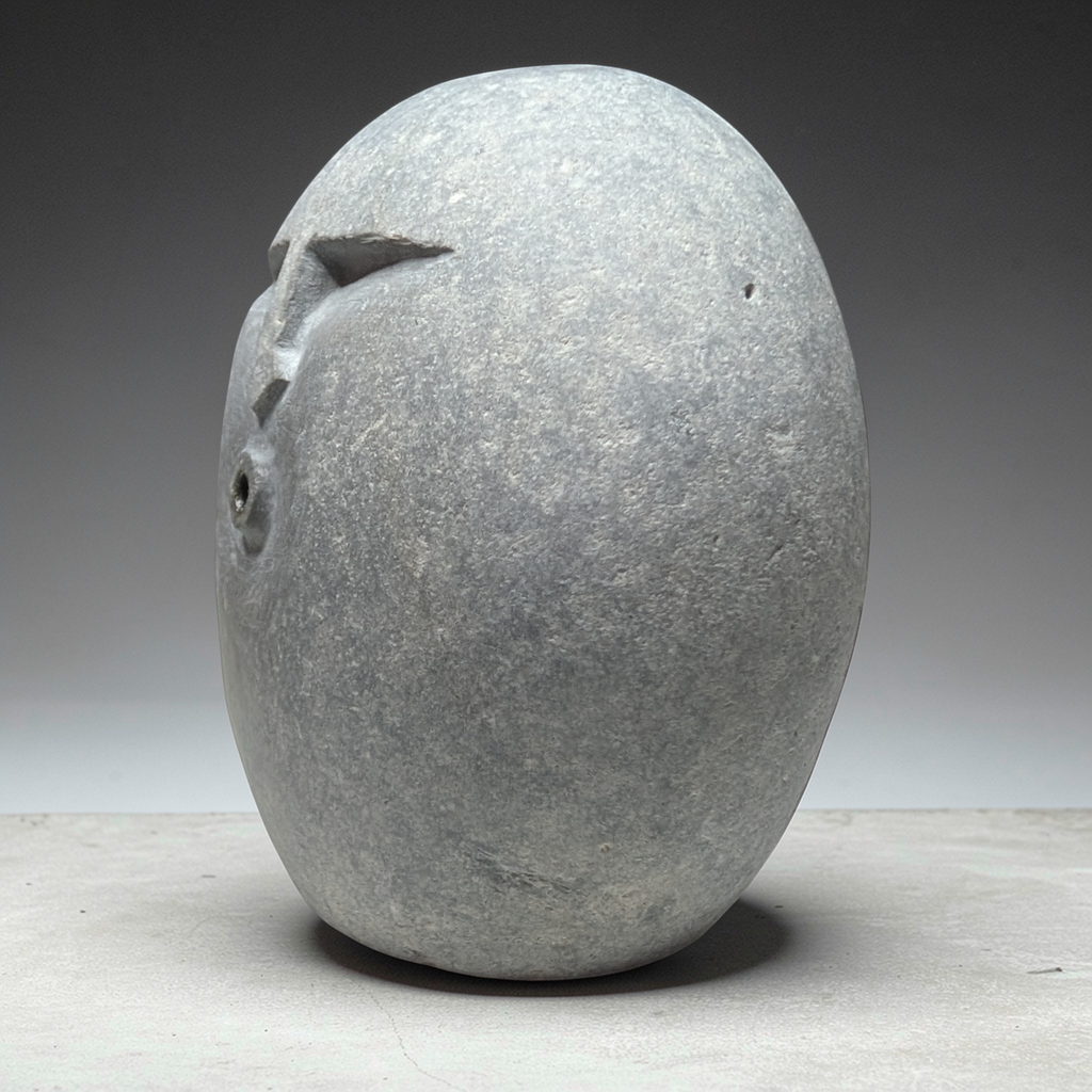 Handmade Incense burning Stone Face Sculpture – Unique Pebble Art Decor