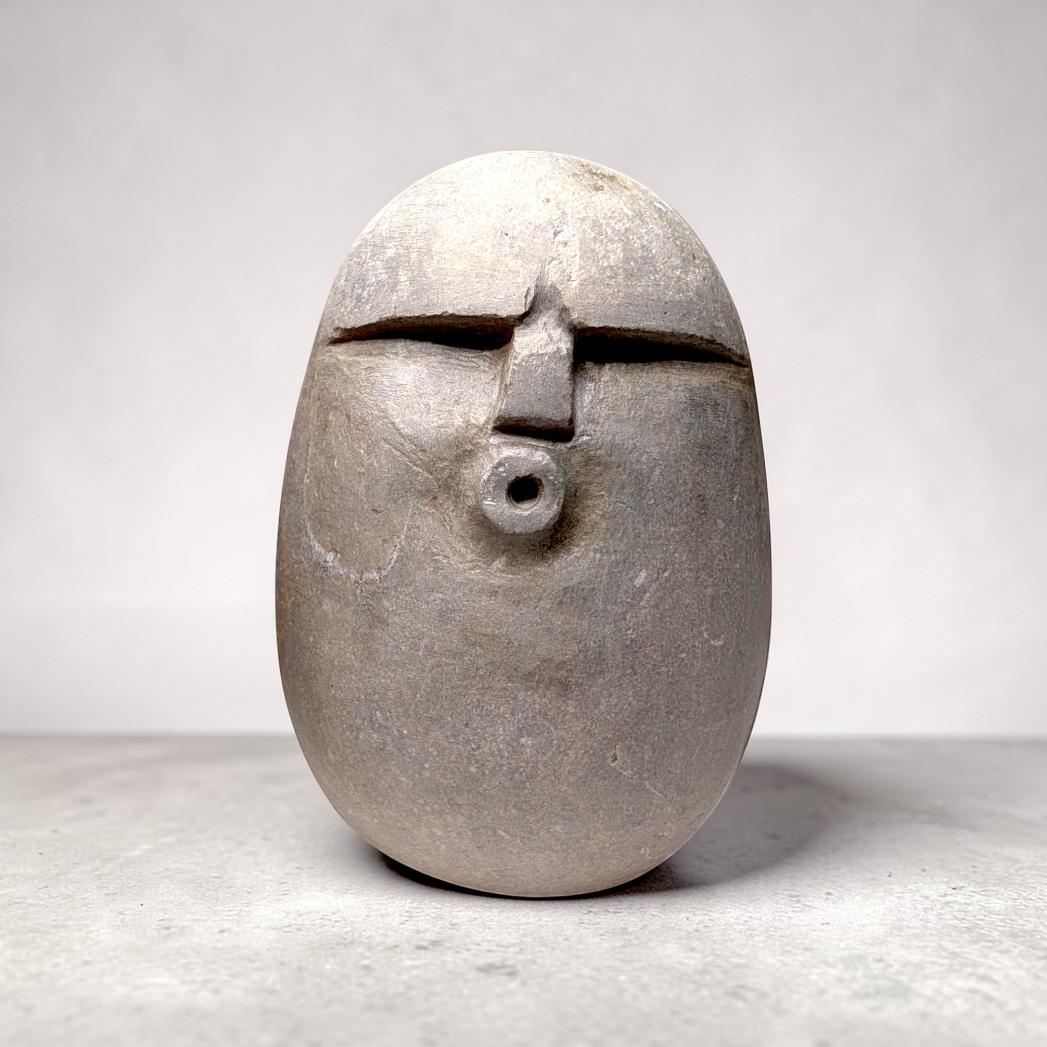 Hand-Carved Stone OoF Face Sculpture, stone garden and home decor