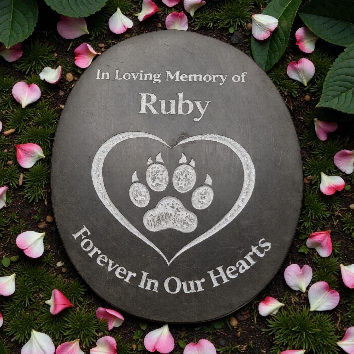 Personalised Pet Memorial Stone – Engraved Limestone Dog Tribute Pebble