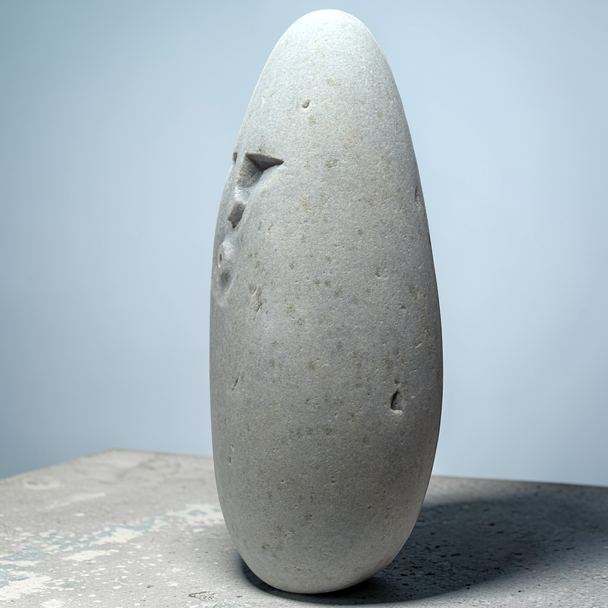 Hand-Carved Granite Oof Sculpture – Tall Minimalist Stone Decor Ornament