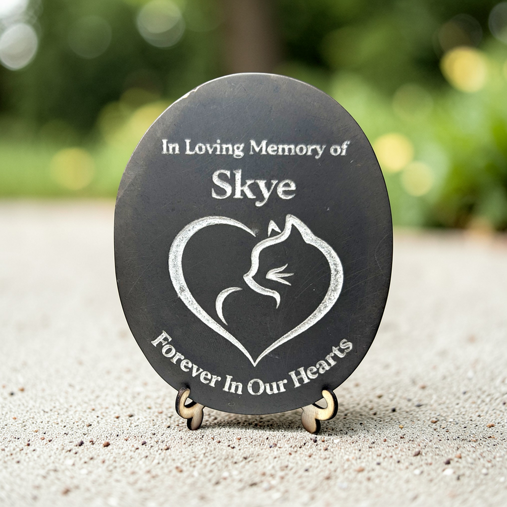 Pet Memorial Stone –  Cat Tribute Pebble, add your cats name