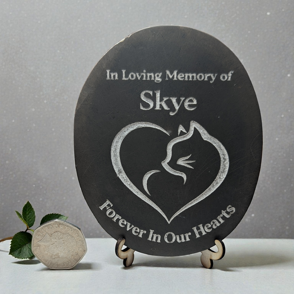 Pet Memorial Stone –  Cat Tribute Pebble, add your cats name