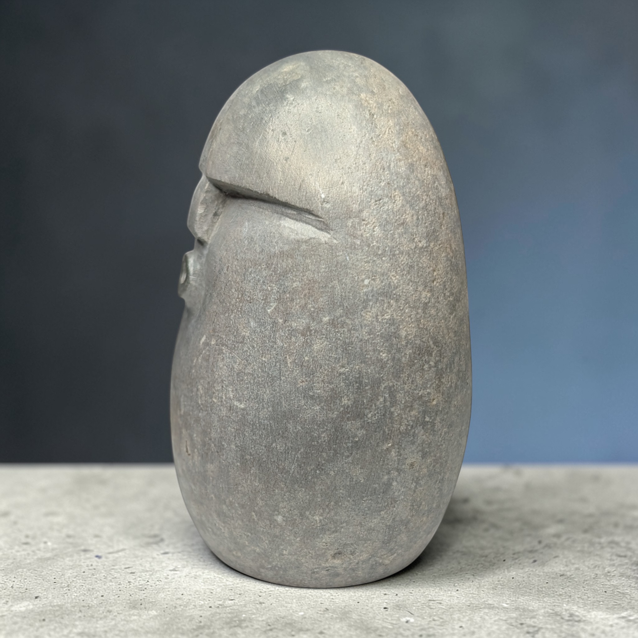 Hand-Carved Stone OoF Face Sculpture, stone garden and home decor